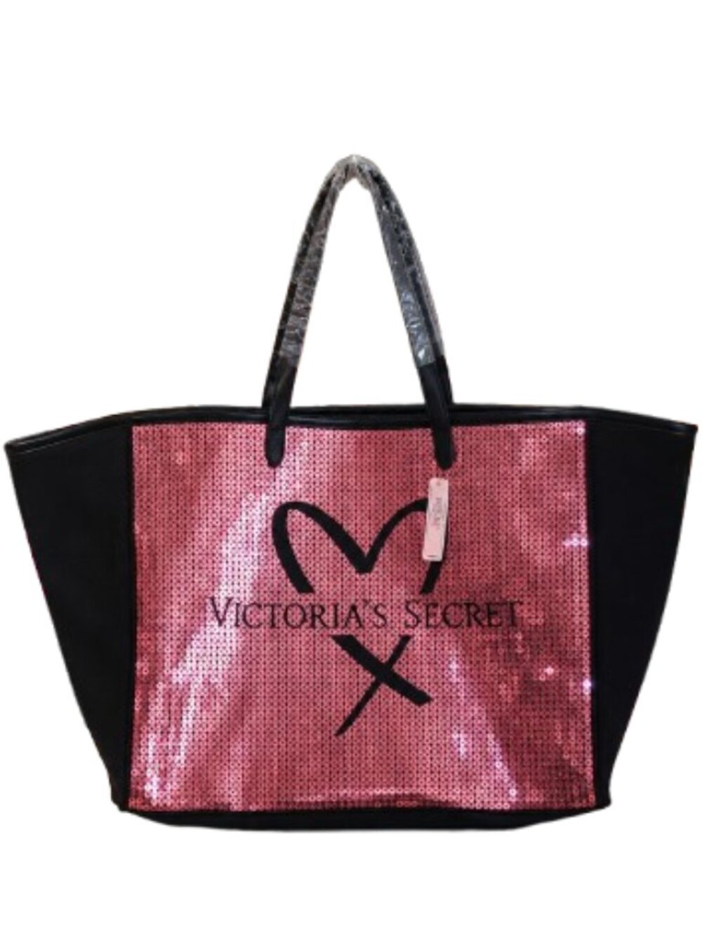 Victoria's Secret Pink Sequin Heart Canvas Tote Bag